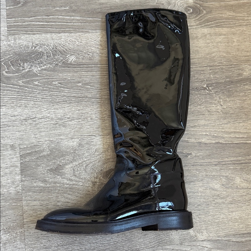 Balenciaga Shiny Black Knee-High Boots - Picture 8 of 14